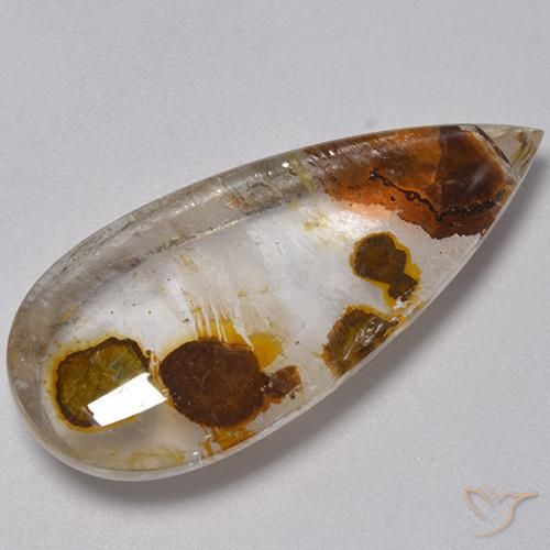 25.27ct طبيعي متعدد الألوان كوارتز مع مرقشيتا, شكل الكمثرى, شفاف
