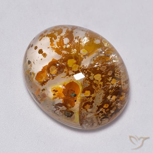 23.49ct طبيعي متعدد الألوان كوارتز مع مرقشيتا, بيضوي, شفاف