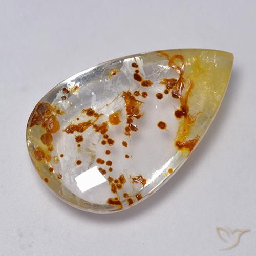 19.86ct طبيعي متعدد الألوان كوارتز مع مرقشيتا, شكل الكمثرى, شفاف