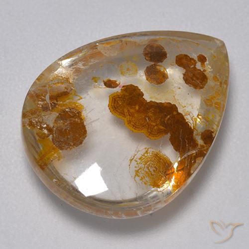 9.82ct طبيعي متعدد الألوان كوارتز مع مرقشيتا, شكل الكمثرى, شفاف