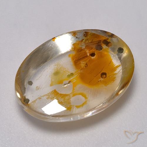 10.11ct طبيعي متعدد الألوان كوارتز مع مرقشيتا, بيضوي, شفاف