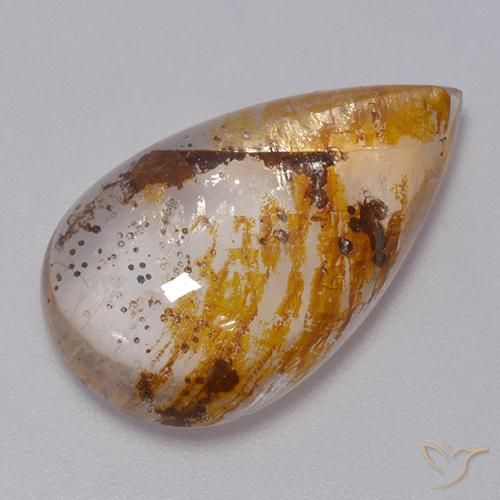 13.51ct طبيعي متعدد الألوان كوارتز مع مرقشيتا, شكل الكمثرى, شفاف