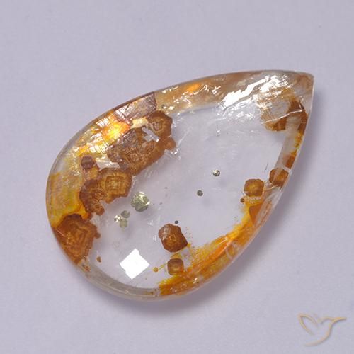 12.63ct طبيعي متعدد الألوان كوارتز مع مرقشيتا, شكل الكمثرى, شفاف