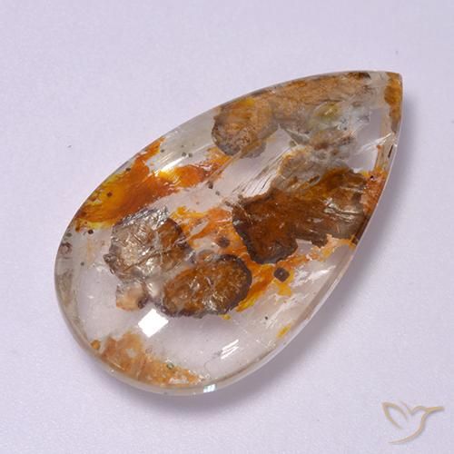 20.84ct طبيعي متعدد الألوان كوارتز مع مرقشيتا, شكل الكمثرى, شفاف