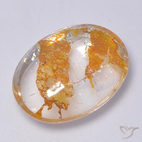 22.34ct طبيعي متعدد الألوان كوارتز مع مرقشيتا, بيضوي, شفاف