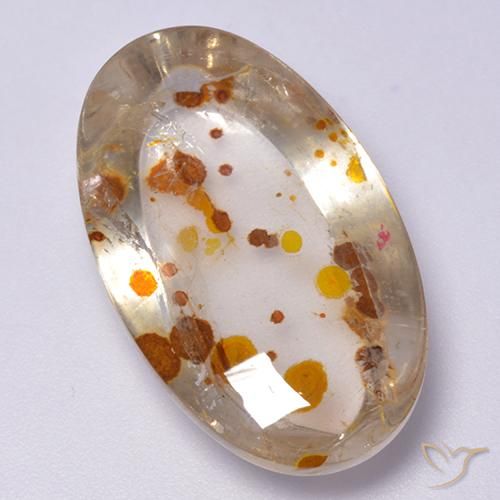 19.98ct طبيعي متعدد الألوان كوارتز مع مرقشيتا, بيضوي, شفاف
