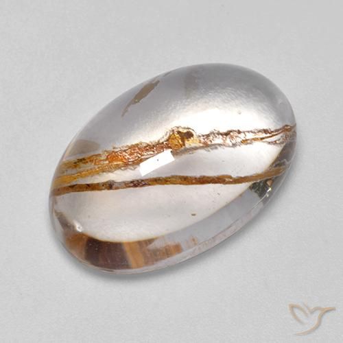12.65ct طبيعي متعدد الألوان كوارتز مع مرقشيتا, بيضوي, شفاف