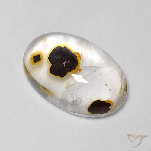 17.52ct طبيعي متعدد الألوان كوارتز مع مرقشيتا, بيضوي, شفاف