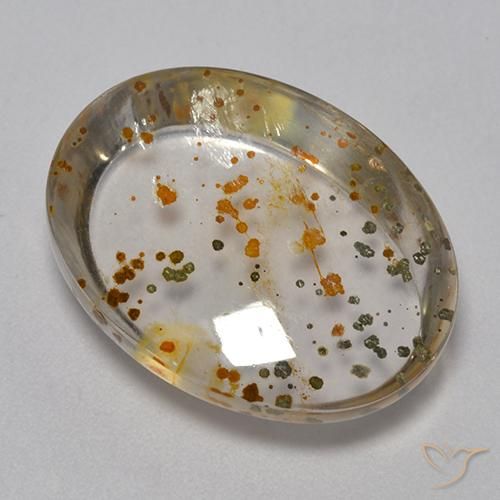 16.27ct طبيعي متعدد الألوان كوارتز مع مرقشيتا, بيضوي, شفاف