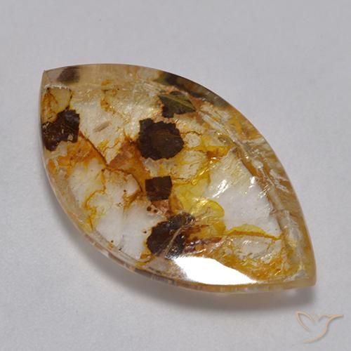 12.66ct طبيعي متعدد الألوان كوارتز مع مرقشيتا, ماركيز, شفاف