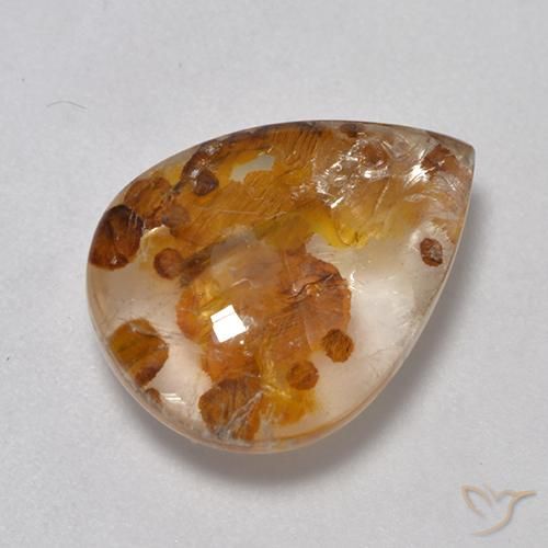 7.17ct طبيعي متعدد الألوان كوارتز مع مرقشيتا, شكل الكمثرى, شفاف