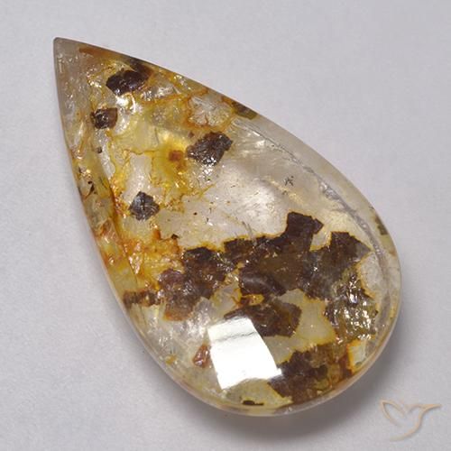 23.01ct طبيعي متعدد الألوان كوارتز مع مرقشيتا, شكل الكمثرى, شفاف