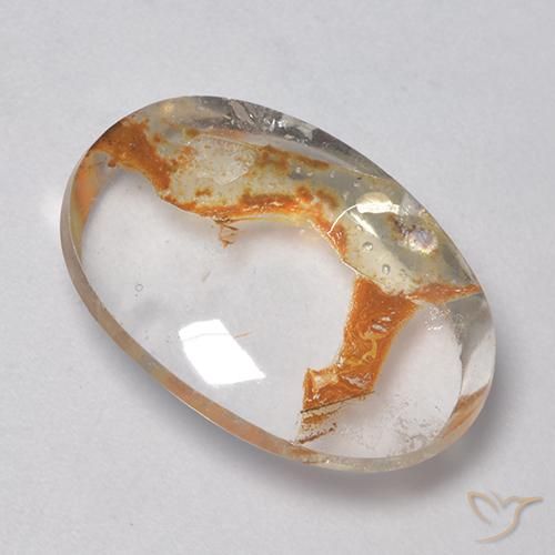 14.87ct طبيعي متعدد الألوان كوارتز مع مرقشيتا, بيضوي, شفاف