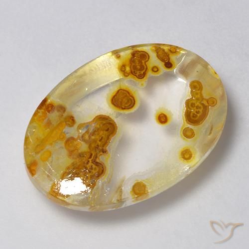 14.21ct طبيعي متعدد الألوان كوارتز مع مرقشيتا, بيضوي, شفاف