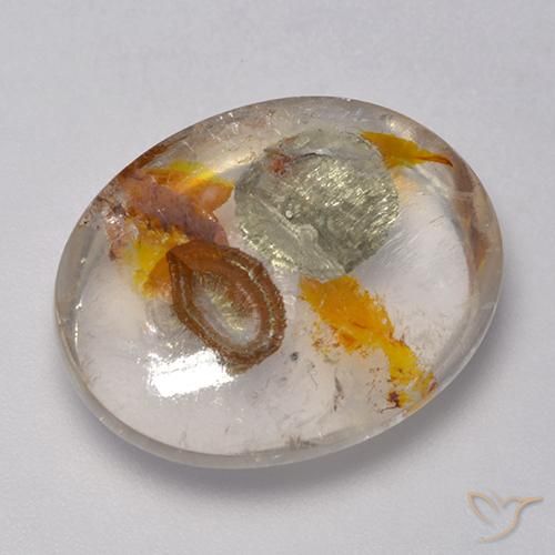 16.86ct طبيعي متعدد الألوان كوارتز مع مرقشيتا, بيضوي, شفاف