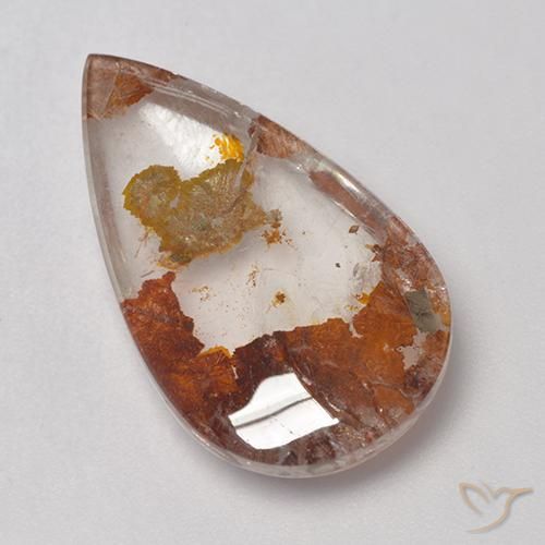 12.68ct طبيعي متعدد الألوان كوارتز مع مرقشيتا, شكل الكمثرى, شفاف