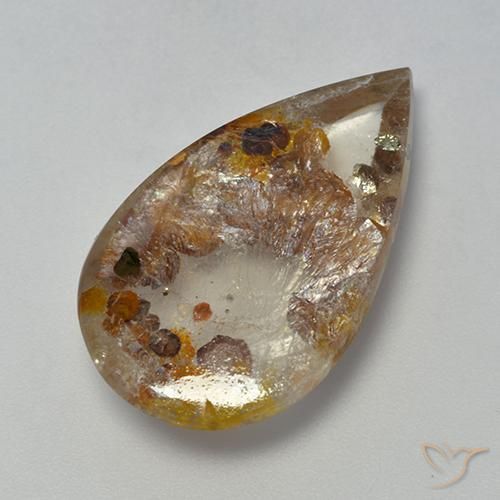 13.85ct طبيعي متعدد الألوان كوارتز مع مرقشيتا, شكل الكمثرى, شفاف