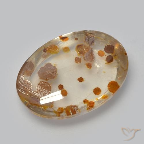 12.37ct طبيعي متعدد الألوان كوارتز مع مرقشيتا, بيضوي, شفاف