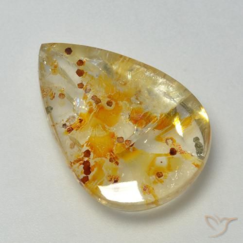 13.08ct طبيعي متعدد الألوان كوارتز مع مرقشيتا, شكل الكمثرى, شفاف