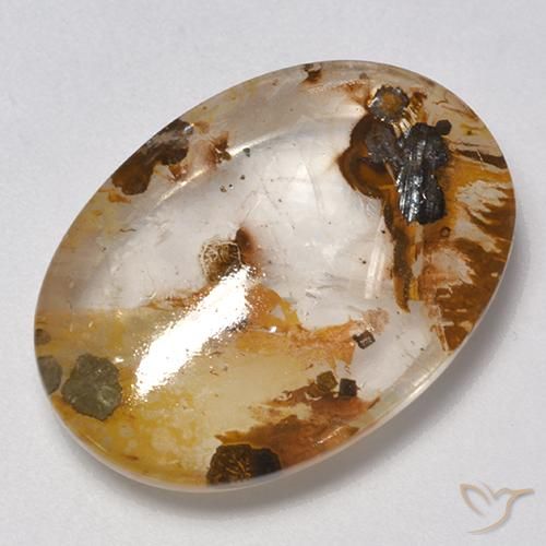 21.00ct طبيعي متعدد الألوان كوارتز مع مرقشيتا, بيضوي, شفاف