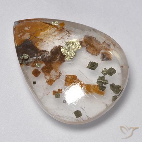 25.26ct طبيعي متعدد الألوان كوارتز مع مرقشيتا, شكل الكمثرى, شفاف