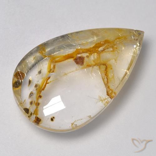 21.80ct طبيعي متعدد الألوان كوارتز مع مرقشيتا, شكل الكمثرى, شفاف