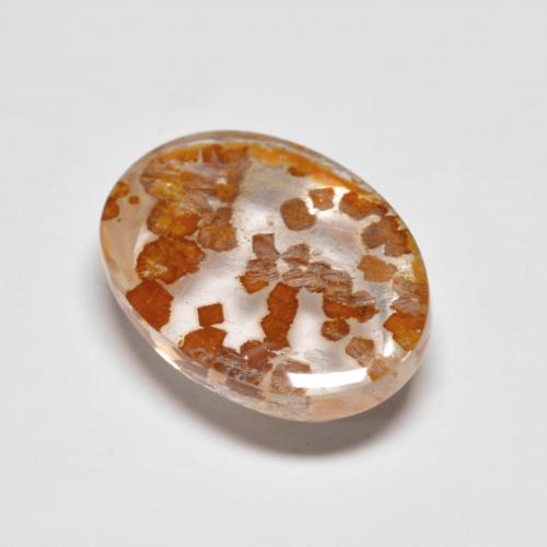 كوارتز مع مرقشيتا متعدد الألوان طبيعي، قصة بيضاوى، 3.68 قيراط، شفاف