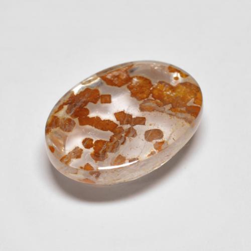 كوارتز مع مرقشيتا متعدد الألوان طبيعي، قصة بيضاوى، 3.68 قيراط، شفاف