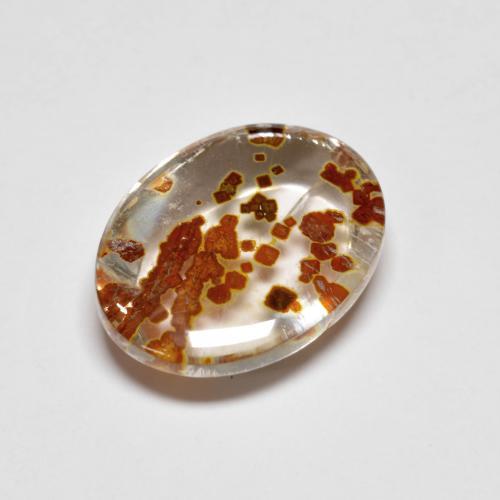 كوارتز مع مرقشيتا متعدد الألوان طبيعي، قصة بيضاوى، 5.58 قيراط، شفاف