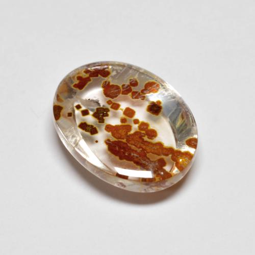 كوارتز مع مرقشيتا متعدد الألوان طبيعي، قصة بيضاوى، 5.58 قيراط، شفاف