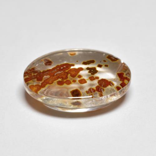 كوارتز مع مرقشيتا متعدد الألوان طبيعي، قصة بيضاوى، 5.58 قيراط، شفاف