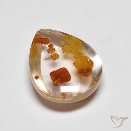 9.42ct طبيعي متعدد الألوان كوارتز مع مرقشيتا, شكل الكمثرى, شفاف