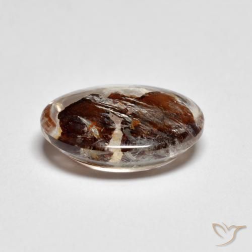 كوارتز مع مرقشيتا متعدد الألوان طبيعي، قصة بيضاوى، 3.36 قيراط، شفاف