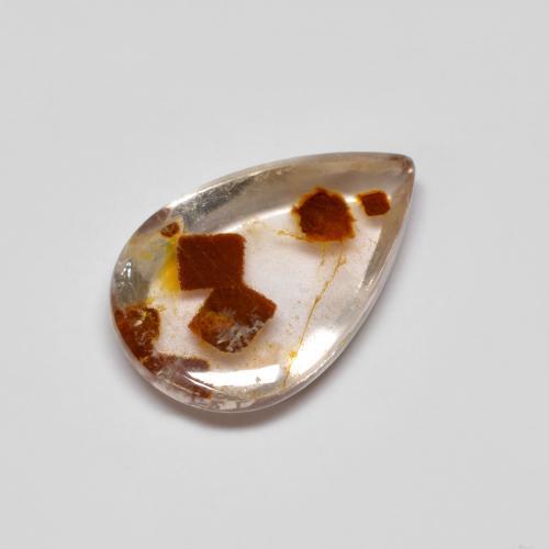 كوارتز مع مرقشيتا متعدد الألوان طبيعي، شكل الكمثرى، 3.45 قيراط، شفاف