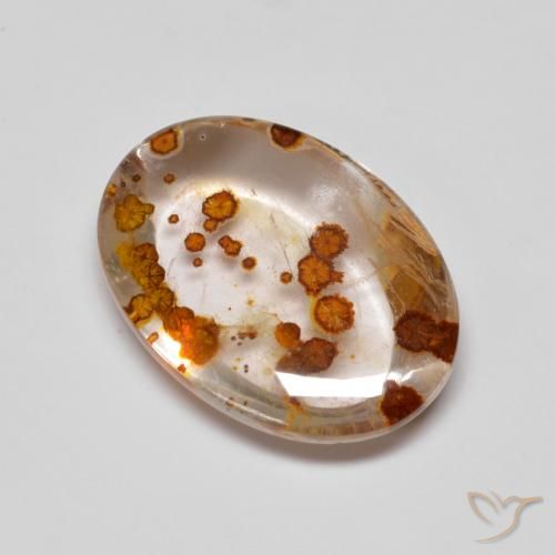 5.58ct طبيعي متعدد الألوان كوارتز مع مرقشيتا, بيضوي, شفاف