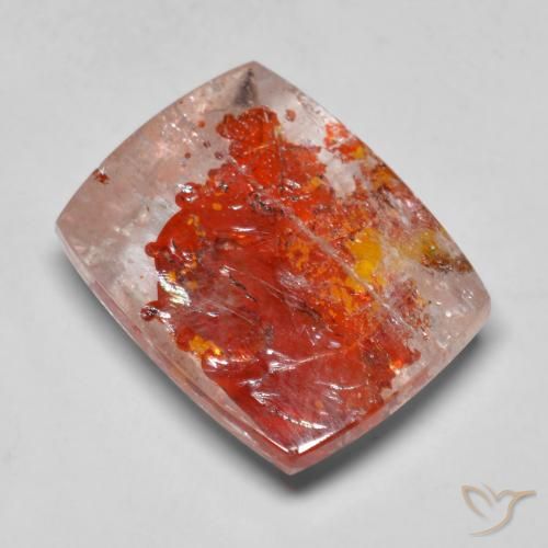 13.12ct طبيعي متعدد الألوان كوارتز مع مرقشيتا, وسادة, نصف شفاف