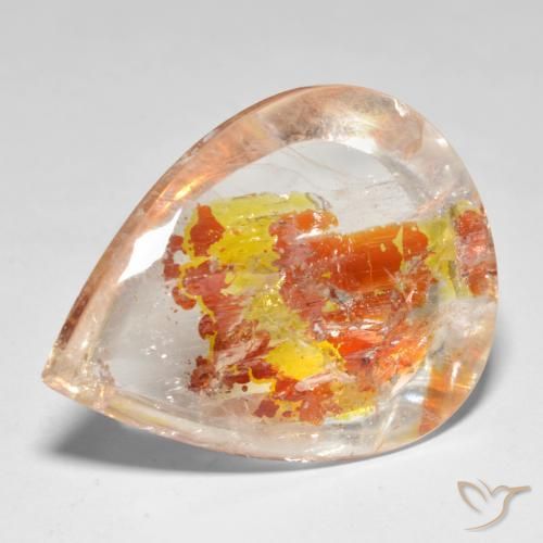 37.46ct طبيعي متعدد الألوان كوارتز مع مرقشيتا, شكل الكمثرى, شفاف