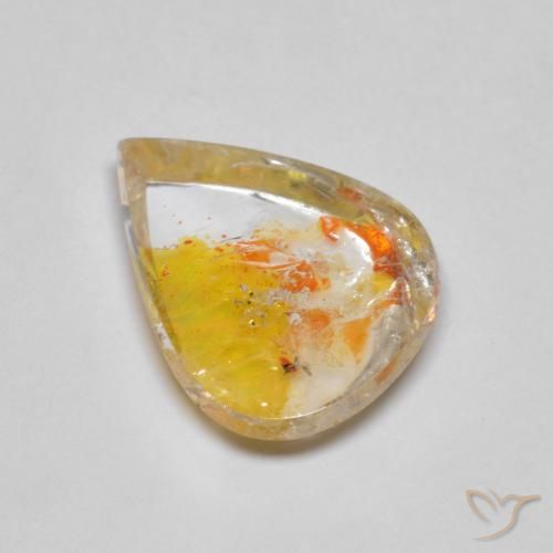 4.45ct طبيعي متعدد الألوان كوارتز مع مرقشيتا, شكل الكمثرى, شفاف