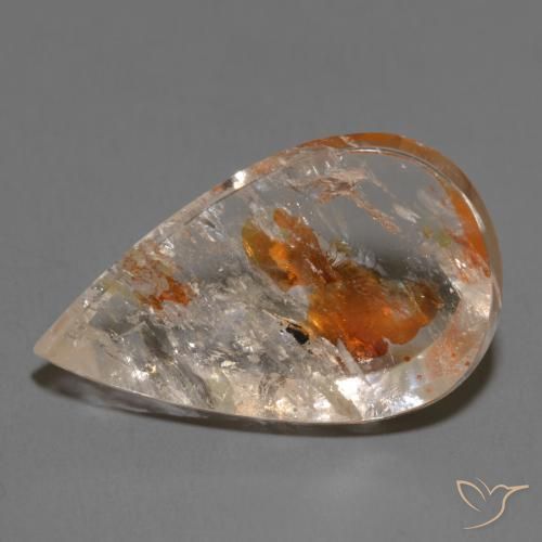 14.58ct طبيعي متعدد الألوان كوارتز مع مرقشيتا, شكل الكمثرى, شفاف