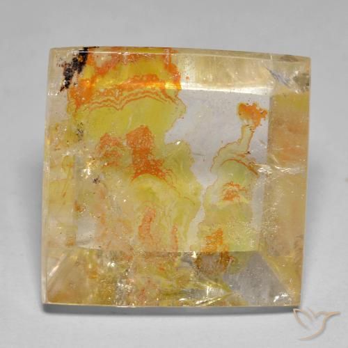 21.57ct طبيعي أصفر ذهبي كوارتز مع مرقشيتا, مربع, شفاف