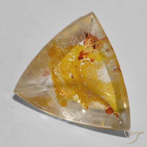 27.02ct طبيعي أصفر ذهبي كوارتز مع مرقشيتا, مثلثى, شفاف