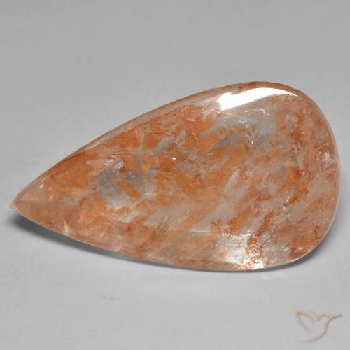 26.01ct طبيعي برتقالى محمر كوارتز مع مرقشيتا, شكل الكمثرى, شفاف