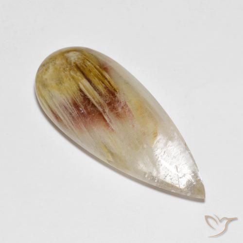 21.71ct طبيعي متعدد الألوان كوارتز مع مرقشيتا, شكل الكمثرى, شفاف