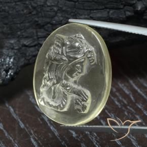كوارتز أصفر فاتح طبيعي، بيضوي، 23.79 قيراط، شفاف