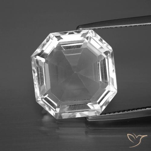 11.25ct طبيعي أبيض شفاف كوارتز, قص الزمرد, VVS