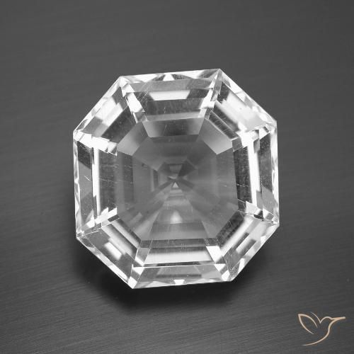 13.33ct طبيعي أبيض شفاف كوارتز, قص الزمرد, VVS-VS