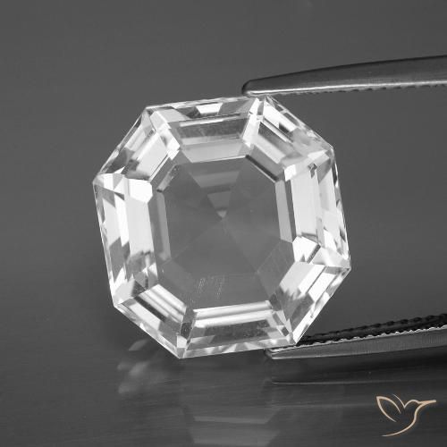 13.13ct طبيعي أبيض شفاف كوارتز, قص الزمرد, VVS-VS
