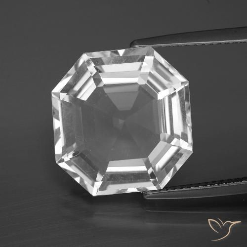 11.84ct طبيعي أبيض شفاف كوارتز, قص الزمرد, VVS