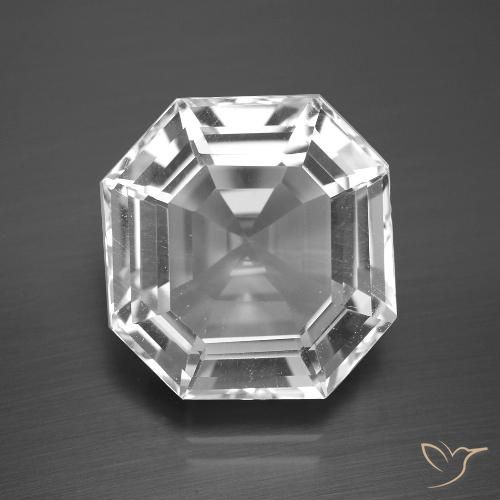 13.29ct طبيعي أبيض شفاف كوارتز, قص الزمرد, VVS-VS