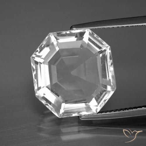 11.90ct طبيعي أبيض شفاف كوارتز, قص الزمرد, VVS